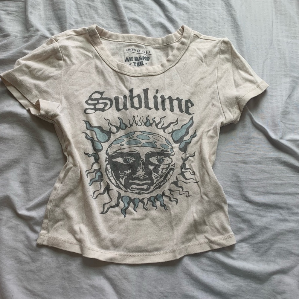 American Eagle Outfitters Cream Band Tee
